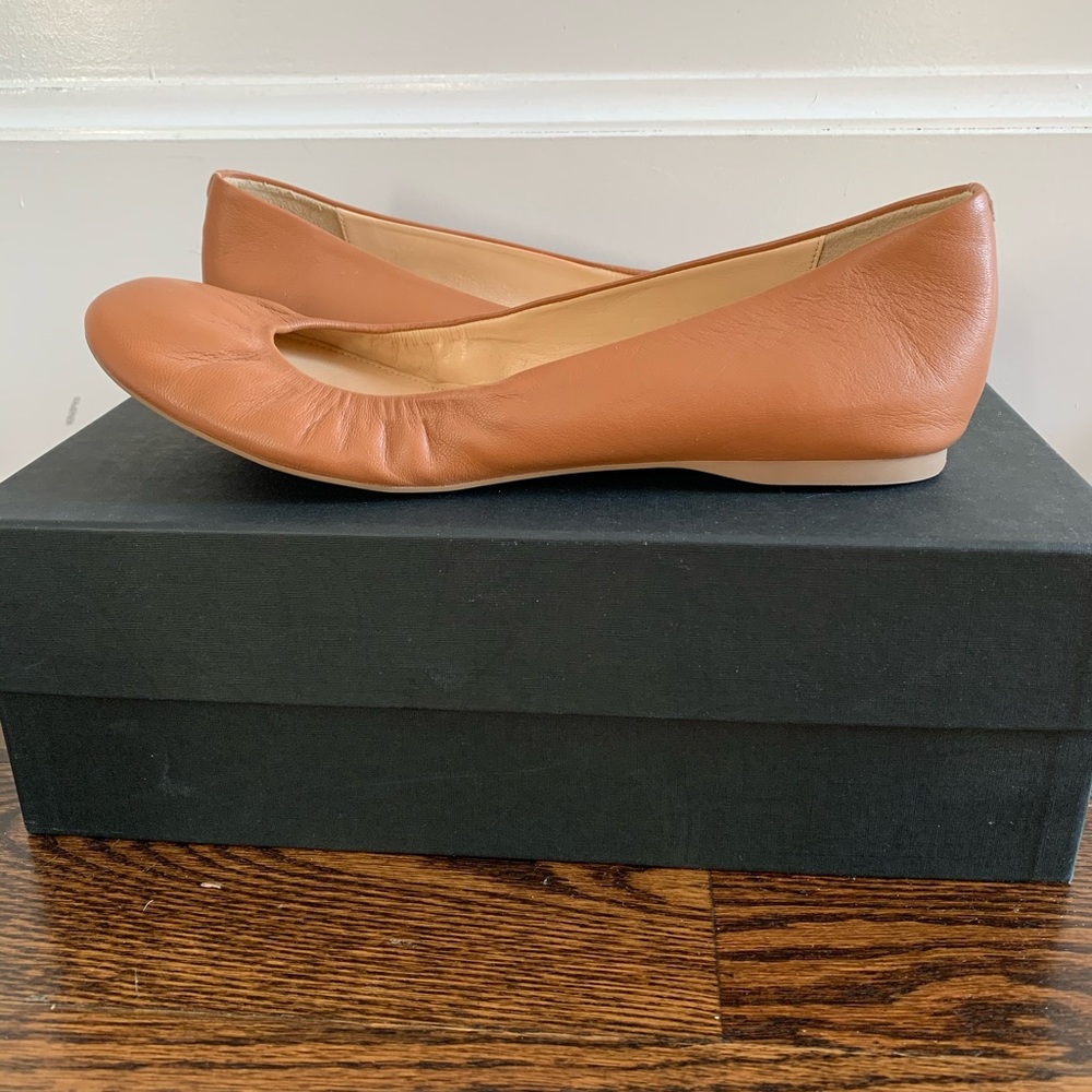 J. Crew Dark Tan Leather Ballet Flats Size 9